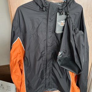 New w/Tags Harley-Davidson® Men's Generations Rain Jacket Black & Orange X-Large